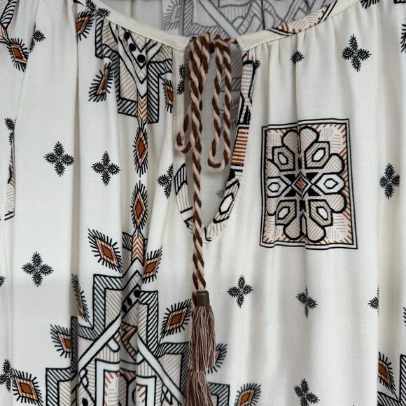 Lovestitch Santa Fe Tassel Dress Womens Size M Ivory Tribal Print Gypsy Bohemian - Picture 5 of 10